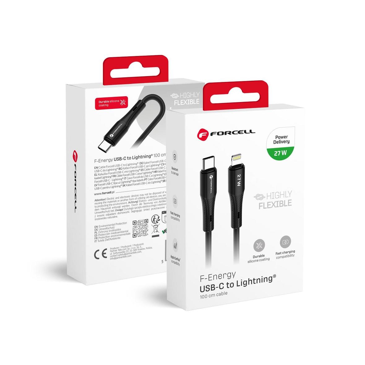 Kabel USB C do Lightning Forcell F-Energy PD 3A 27W Silicone 1 m C346 czarny