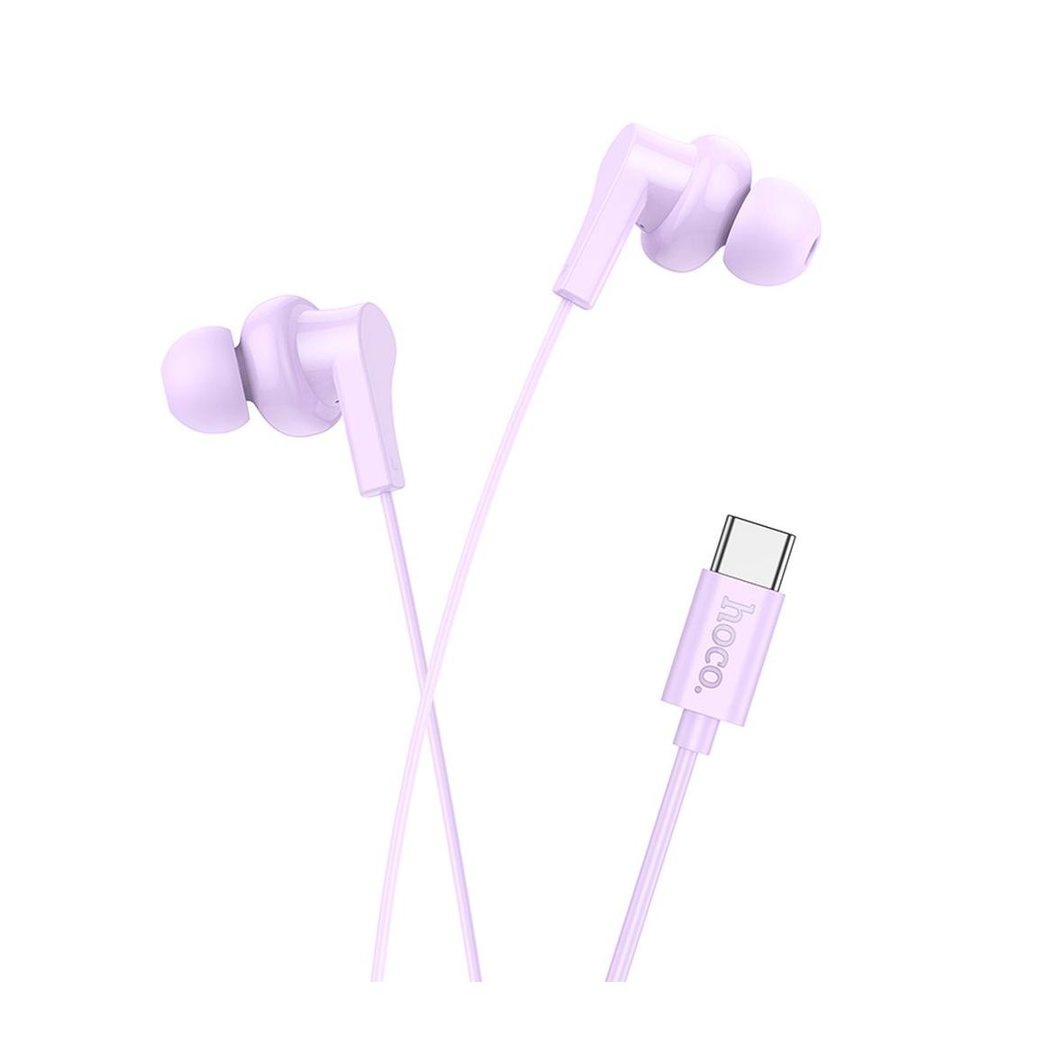 Słuchawki przewodowe douszne USB C Hoco M114 fioletowe