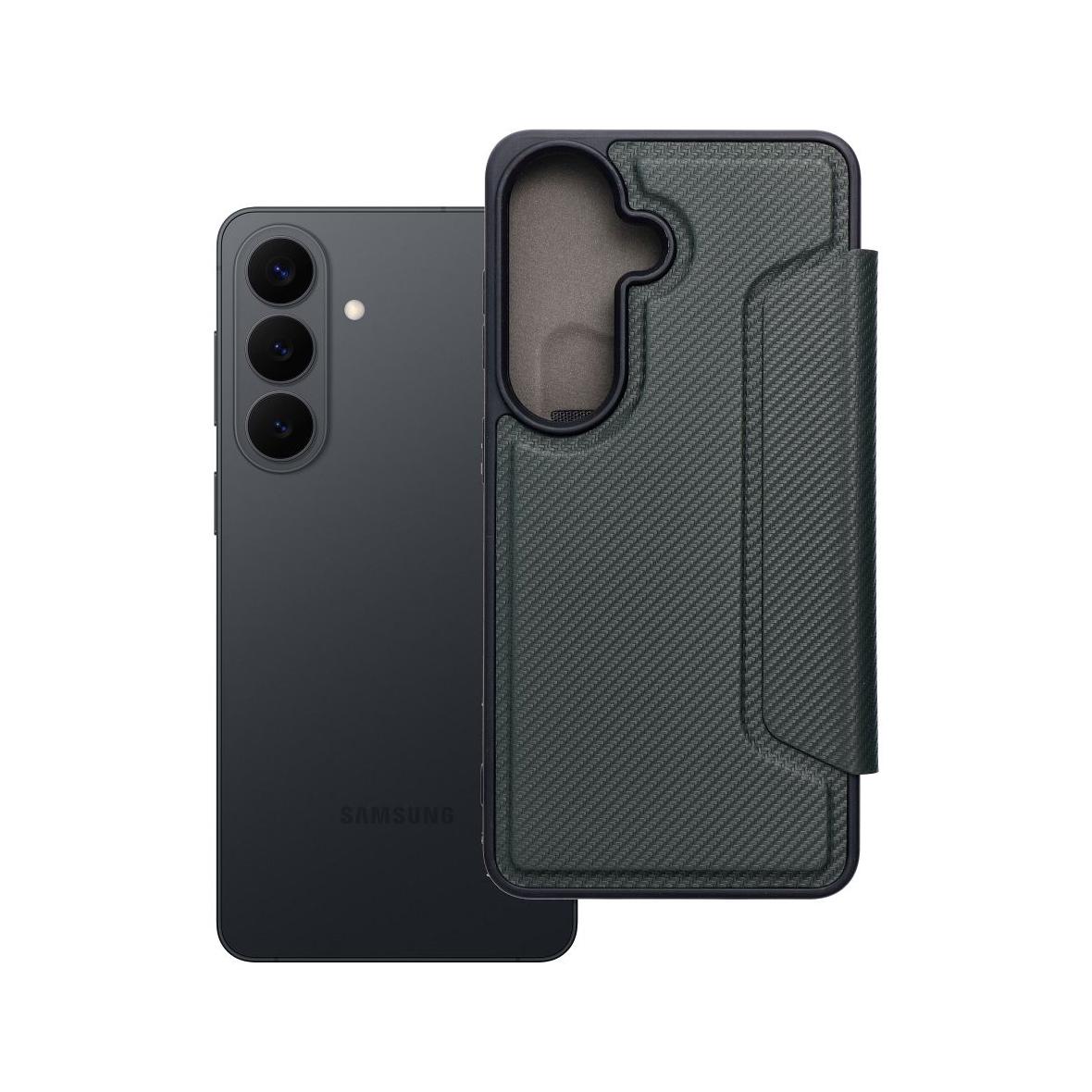 Etui z klapką na Samsung S26 Razor Book ciemnozielone