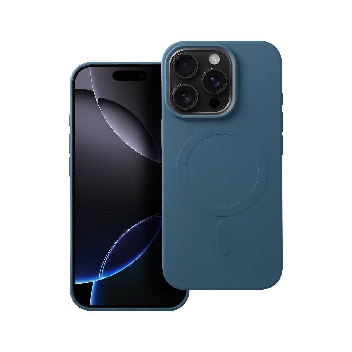 Futerał do iPhone 16 PRO Silicone Mag Cover zgodny z MagSafe (big hole) niebieski