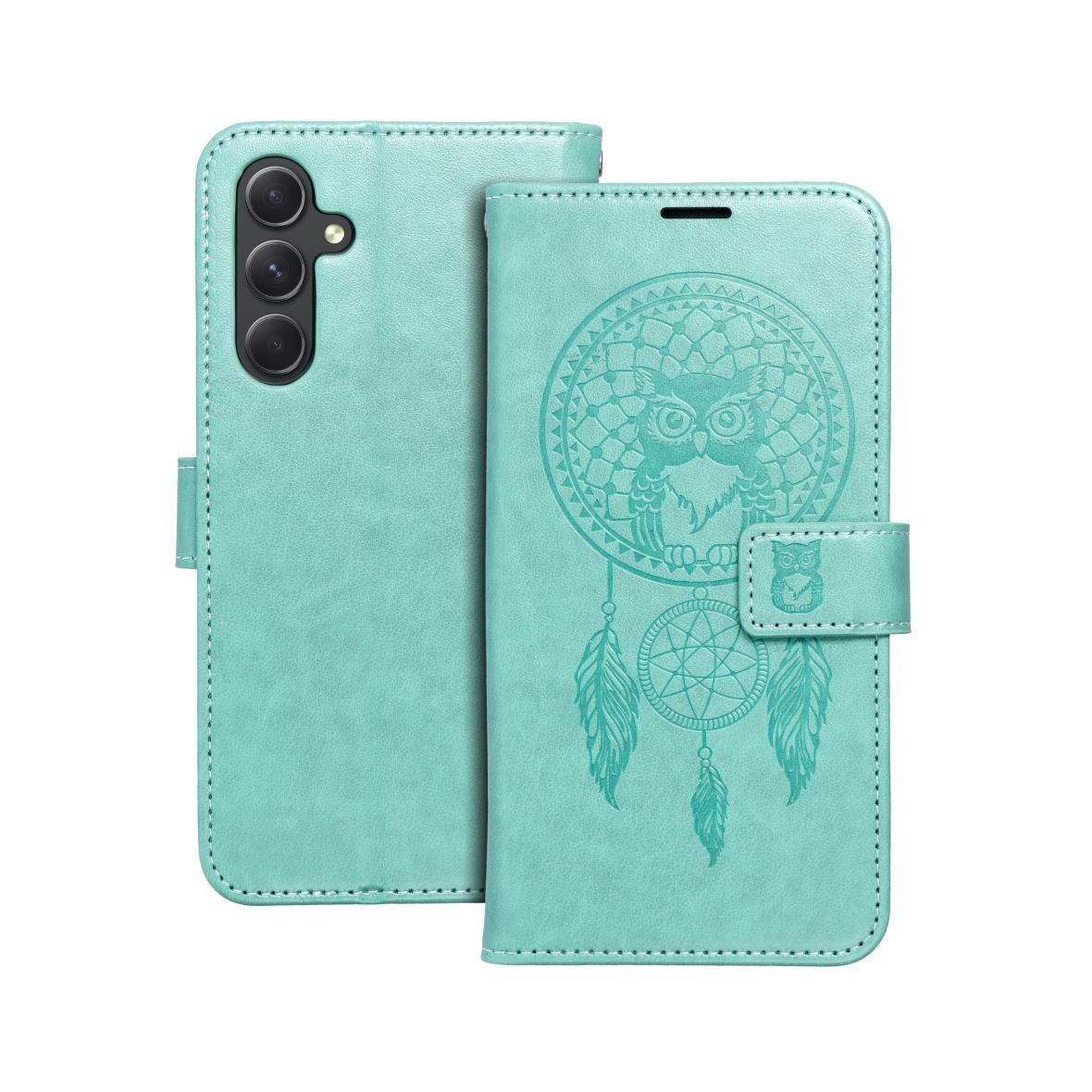 Etui z klapką na Samsung A54 5G Mezzo Book łapacz snów zielone