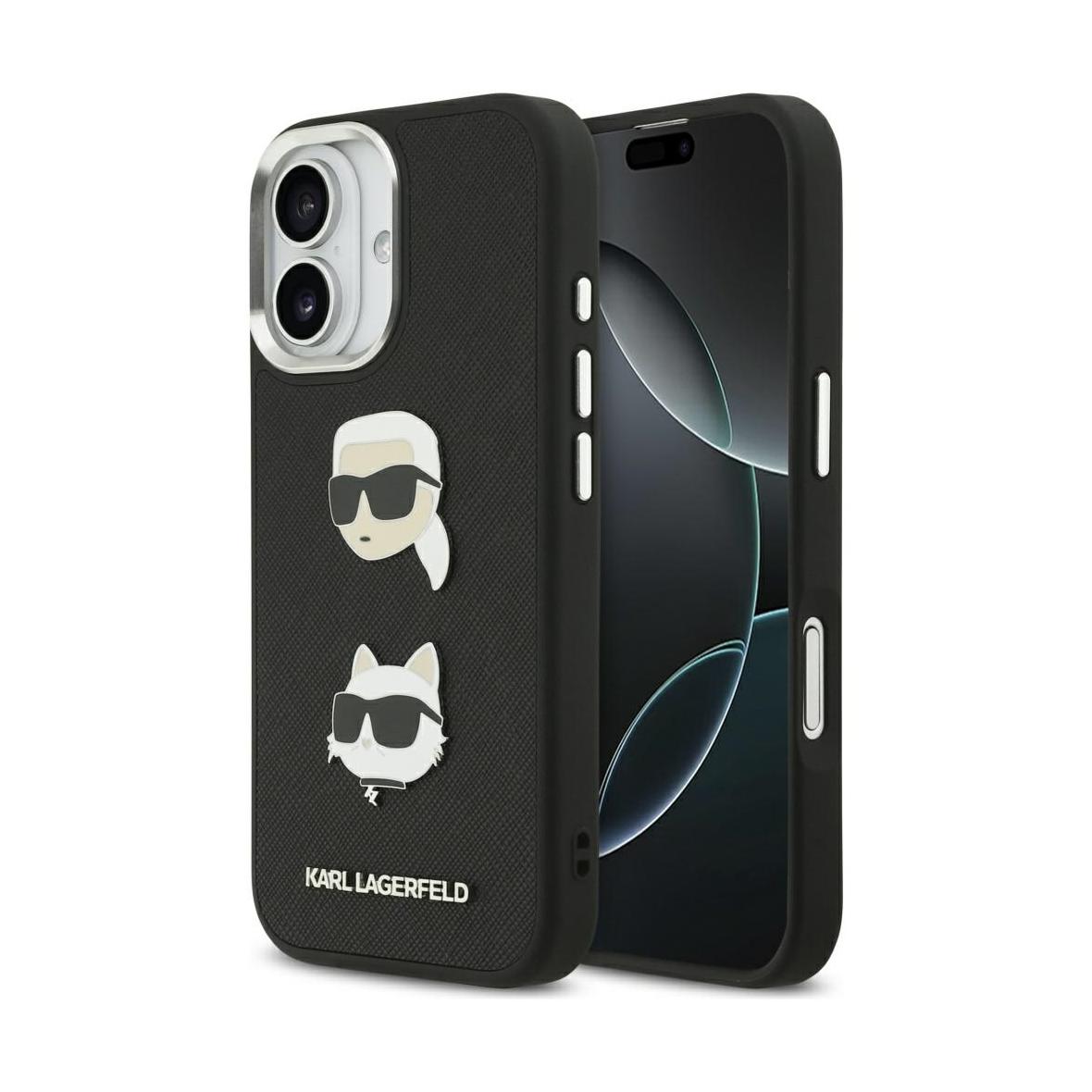 KARL LAGERFELD futerał do IPHONE 17 kompatybilny z MagSafe KLHCP17SPSFDHPOK (FW Grained PU W/ K&C Heads Pins & Logo) czarny