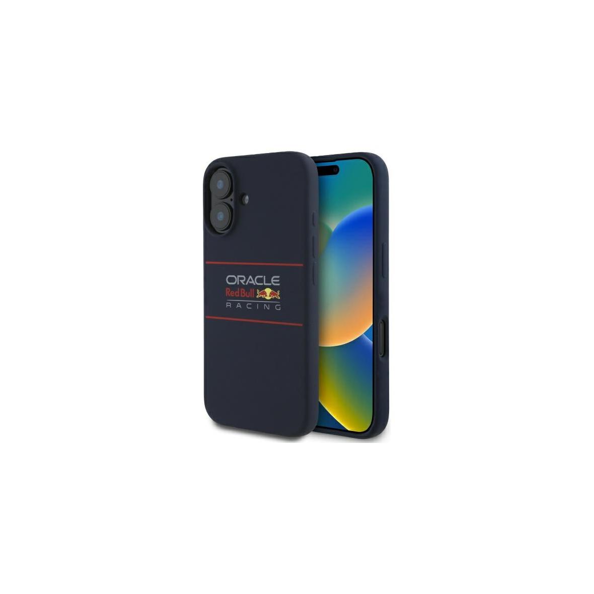 RED BULL futerał do IPHONE 16 Plus kompatybilny z MagSafe RBHMP16M24SIHSRV (Silicone Horizontal Centered Logo) navy