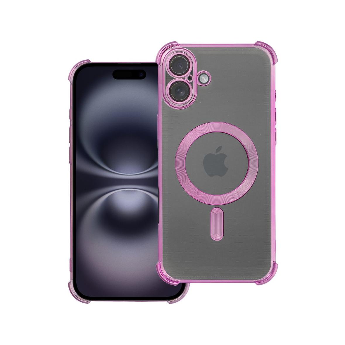 Futerał do iPhone 16 PLUS Antishock Electro kompatybilny z MagSafe purpurowy