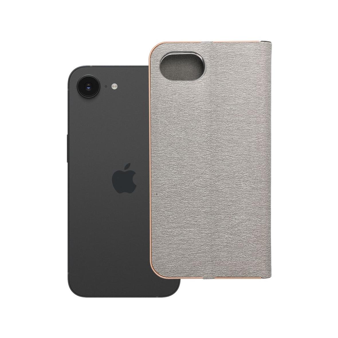 Etui z klapką na iPhone 16e (SE 4 2025) Luna Book Gold srebrne