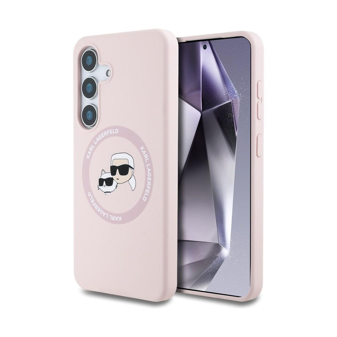KARL LAGERFELD futerał do SAMSUNG S25 KLHMS25SSKCHTCP (Magnetic Silicone Double Heads) różowy
