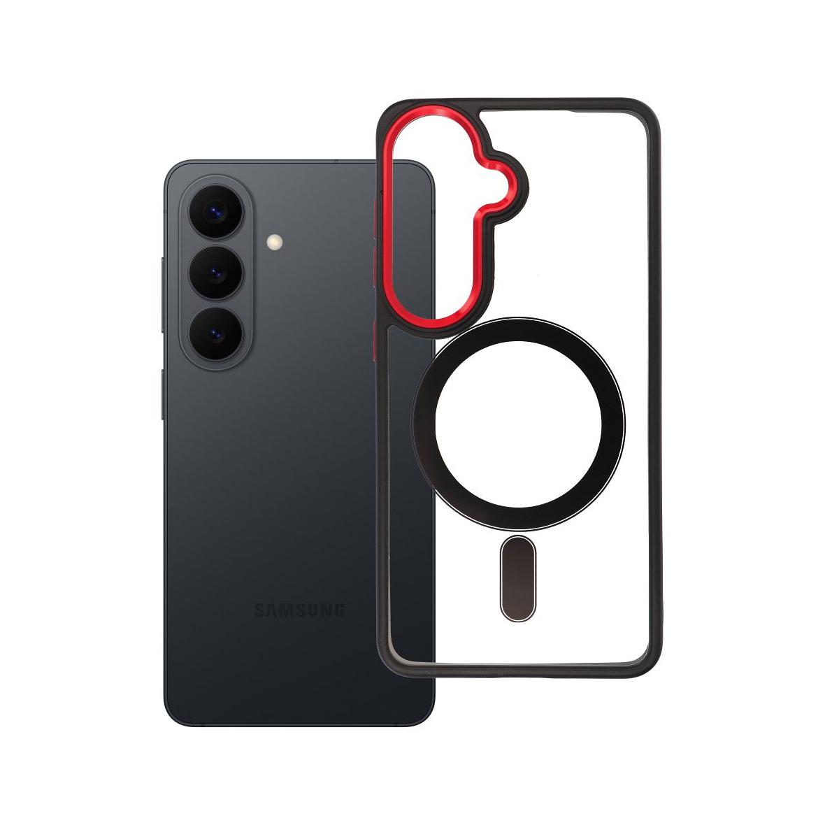 Futerał do Samsung S26 Color Edge Mag Cover zgodny z MagSafe czarno czerwony