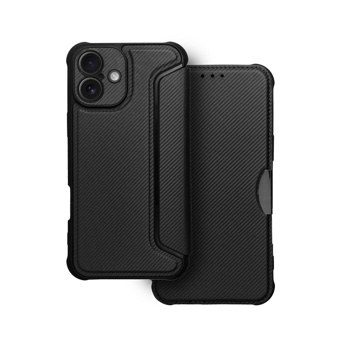 Etui z klapką na iPhone 16 Razor Book czarne