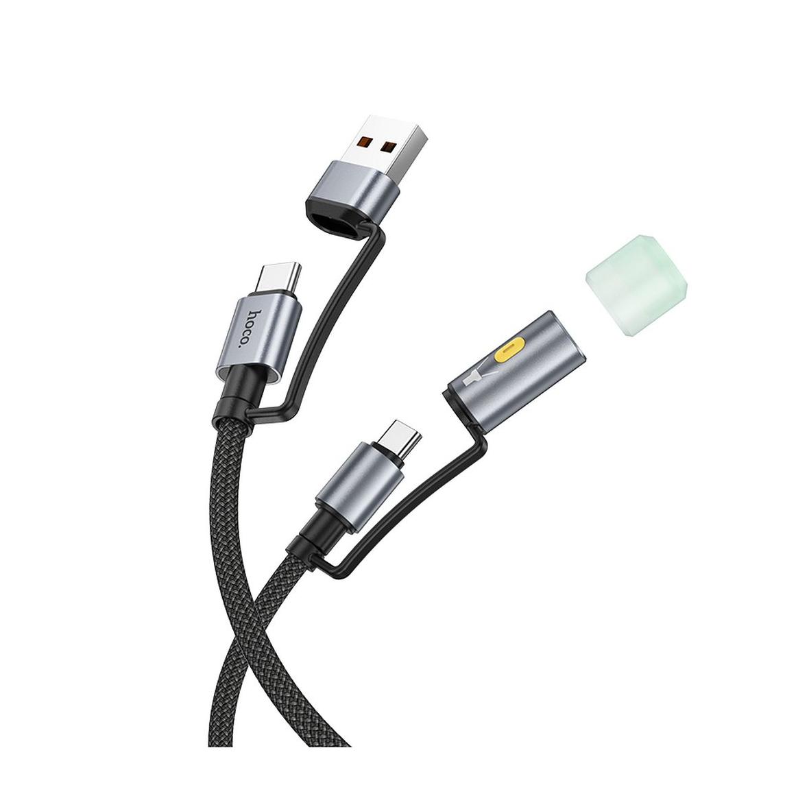 Kabel All-in-one USB A / USB C do USB C / LED Light Hoco 3A 60W 1,2 m U138 czarny