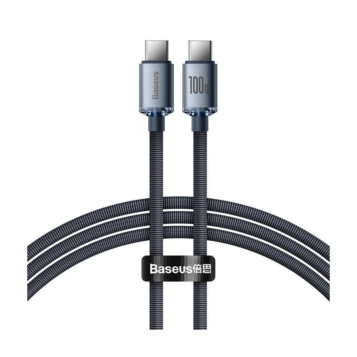 Kabel USB C do USB C Baseus PD 100W Crystal Shine 1,2 m CAJY000601 czarny
