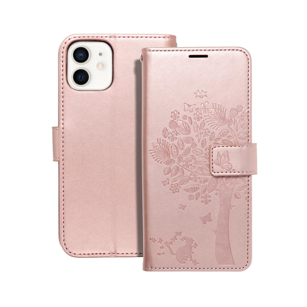 Etui z klapką na iPhone 12 / 12 PRO Mezzo Book drzewo złoto-różowe