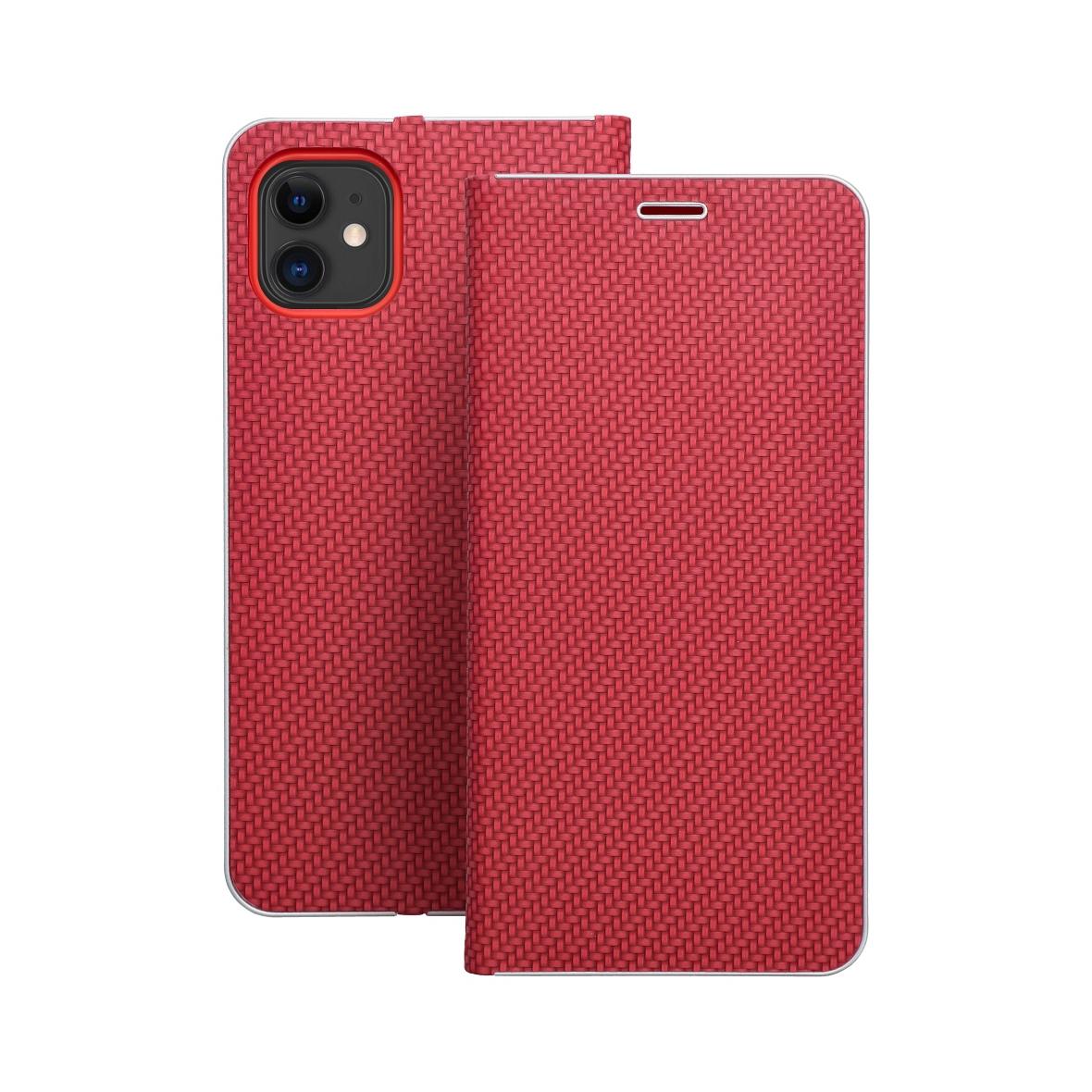 Etui z klapką na iPhone 11 Luna Book Carbon czerwone