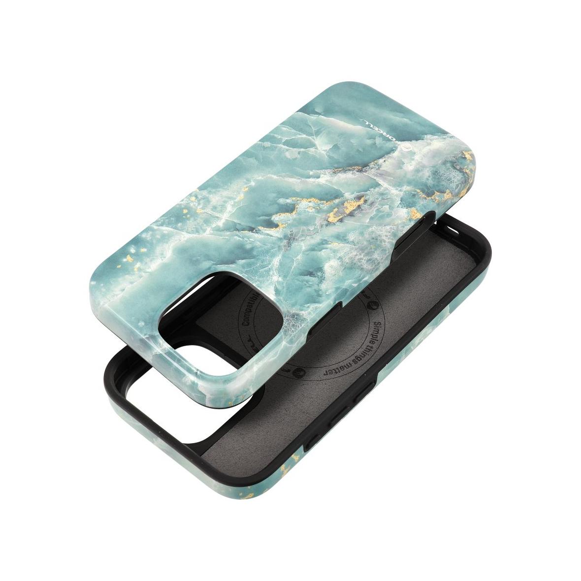 Etui na iPhone 16 PRO MAX Forcell F-Protect Mirage zgodny z MagSafe Military Drop-Test green marble