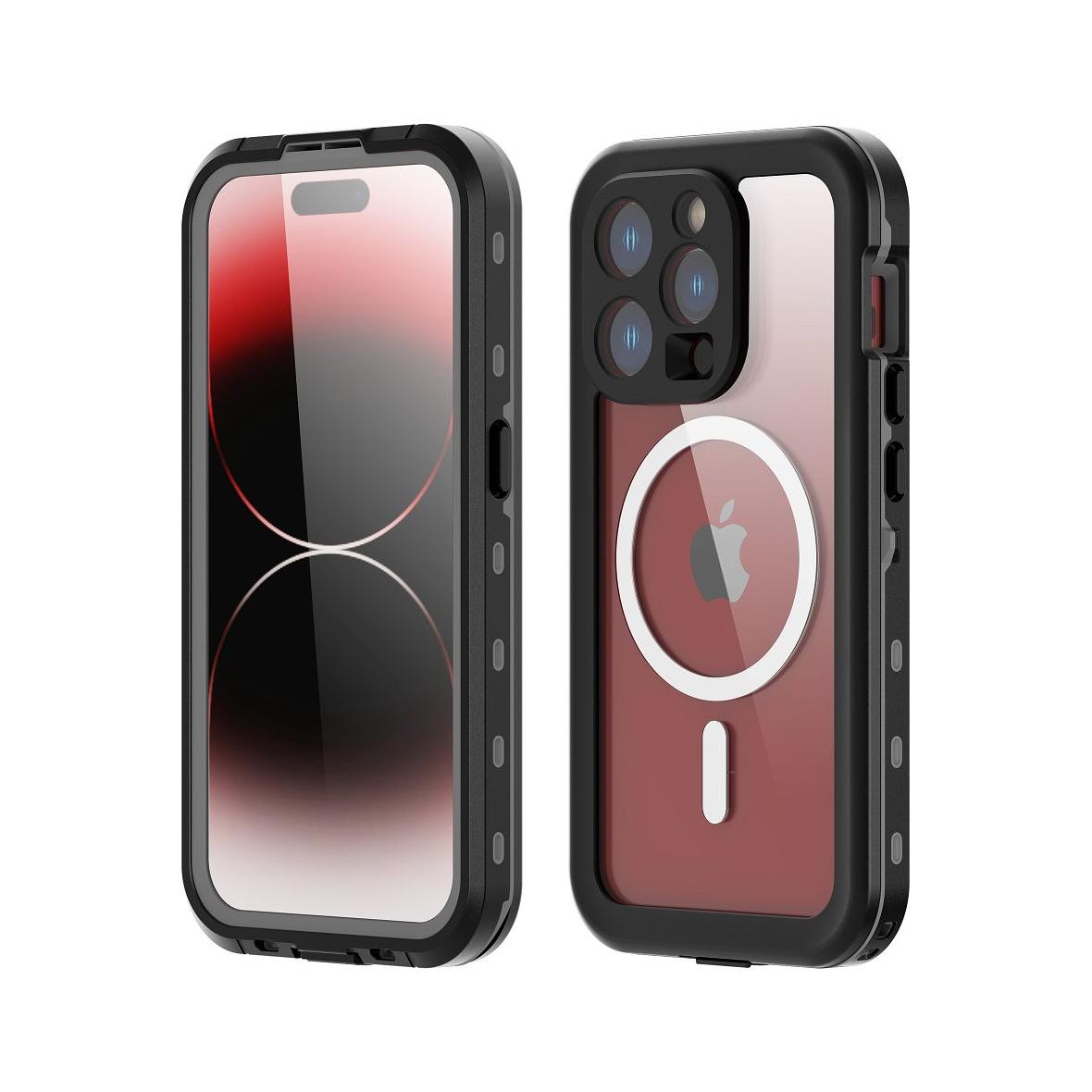 Futerał do iPhone 15 PRO Shellbox DOT wodoodporny zgodny z MagSafe czarny
