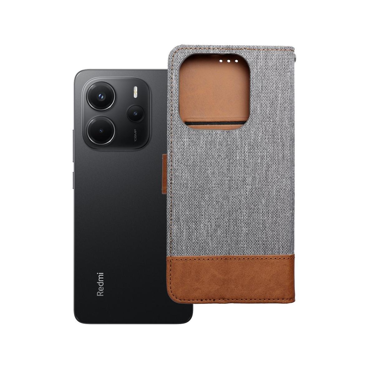Etui z klapką na Xiaomi Redmi NOTE 14 4G (GLOBAL - 163,25mm x 76,55mm x 8,16mm) Jeans Book szare