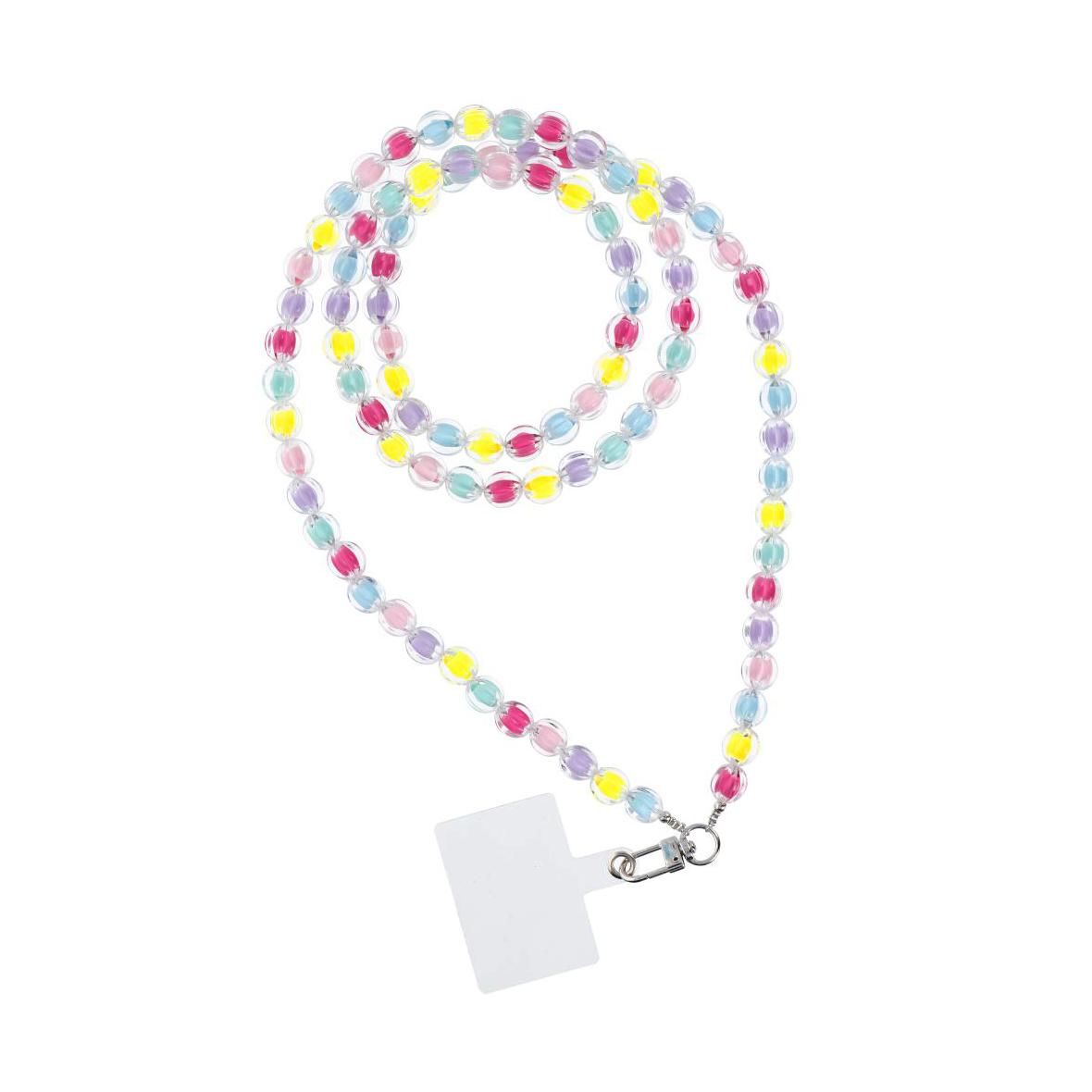 Smycz do telefonu, Zawieszka do telefonu - COLORFUL / długość sznura 120cm (60cm w pętli) / na szyję - mutlicolor