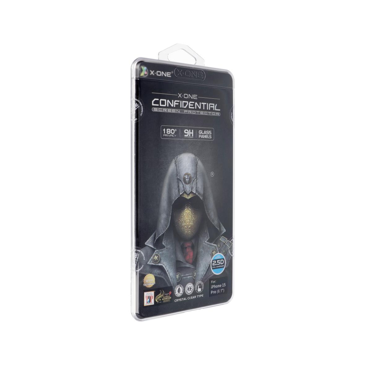 Szkło hartowane X-ONE Full Cover Extra Strong Privacy - do iPhone 15 Pro (full glue) czarny