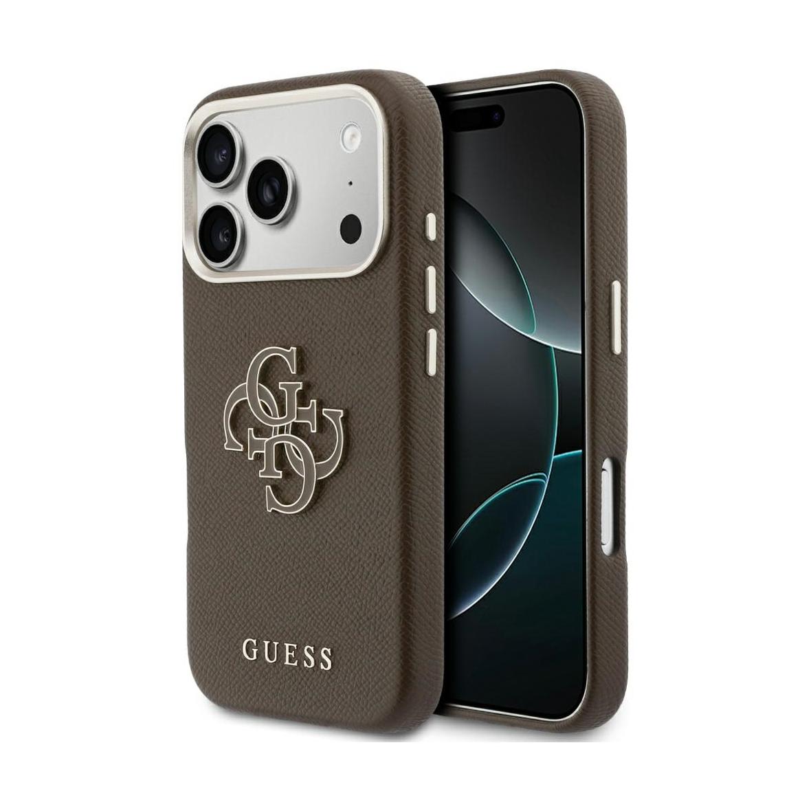 GUESS futerał do IPHONE 17 Pro GUHCP17L5PS4RGGW (PU FW Resin Logo) brązowy