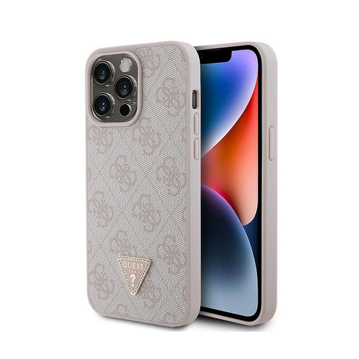 GUESS futerał do IPHONE 15 Pro Max GUHCP15XP4TDPP (PU Leather 4G Triangle Strass) różowy