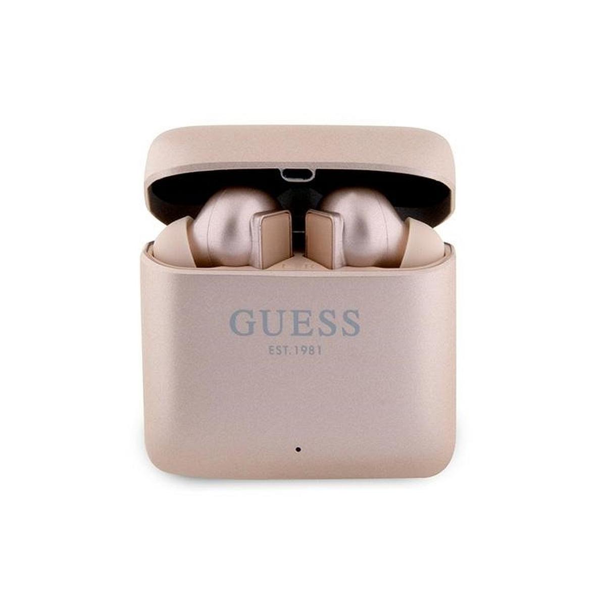 GUESS słuchawki bezprzewodowe bluetooth TWS + stacja dokująca GUTWSSU20ALEGP (Printed Logo) złoty róż