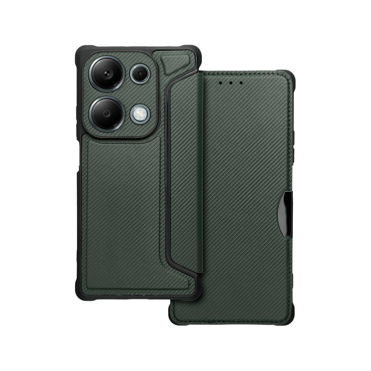 Etui z klapką na Xiaomi Redmi NOTE 13 PRO 4G / Poco M6 PRO 4G Razor Book ciemnozielone