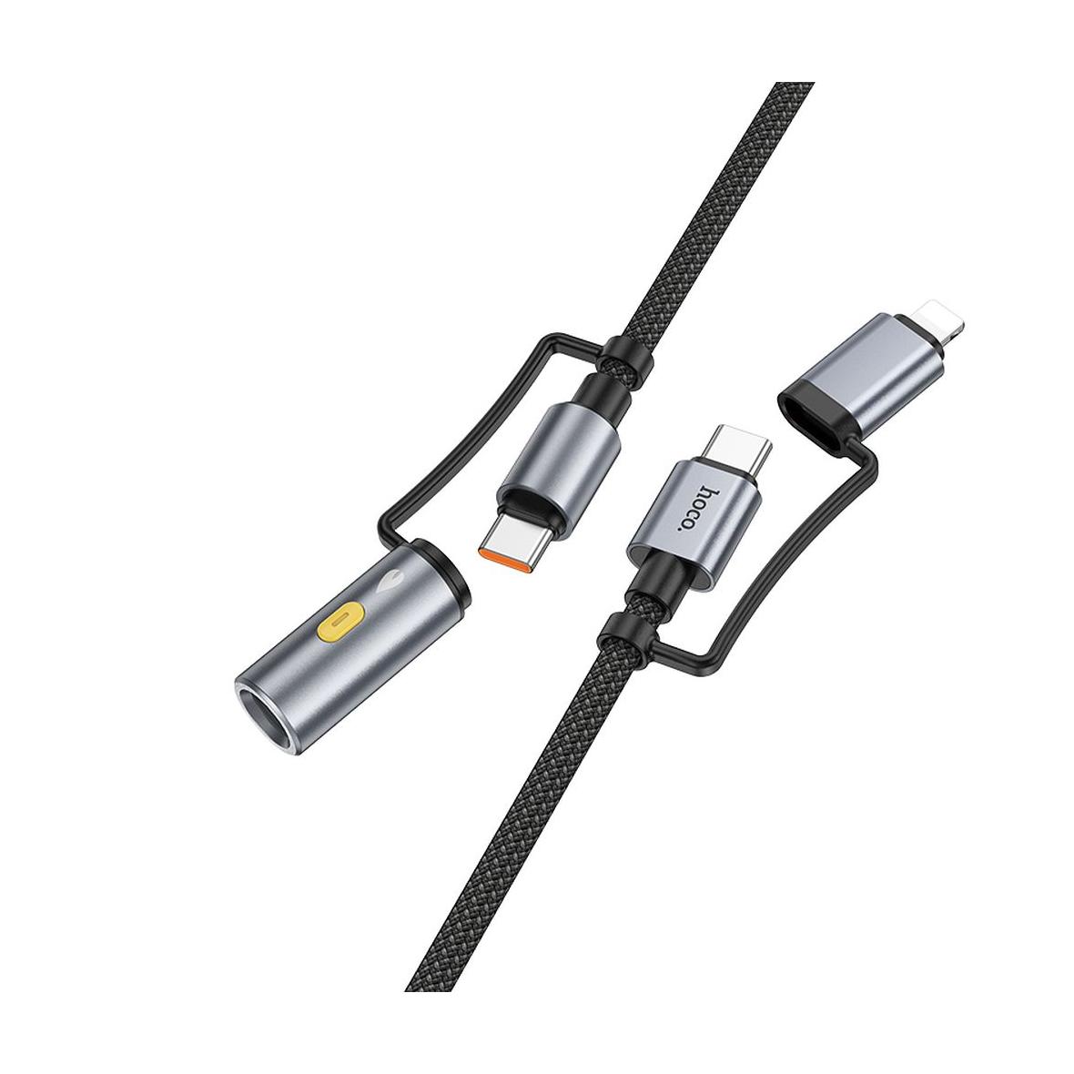 Kabel All-in-one USB C / Lightning do USB C / Zapalniczka samochodowa Hoco PD 3A 60W 1,2 m U138 1,2 m szary