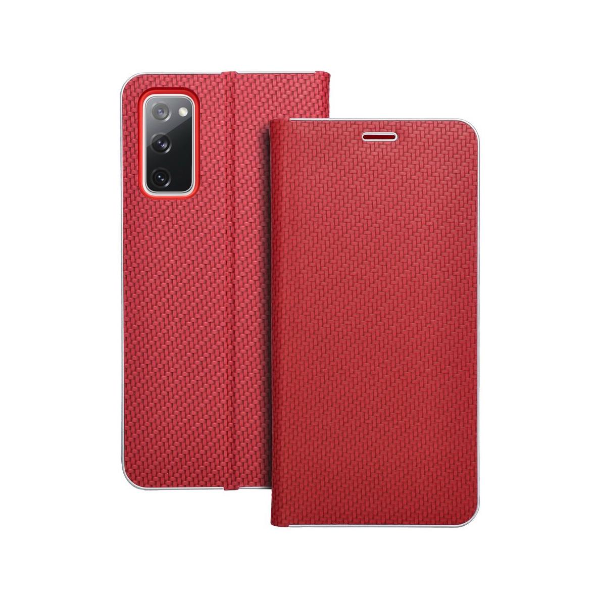 Etui z klapką na Samsung S20 FE / S20 FE 5G Luna Book Carbon czerwone
