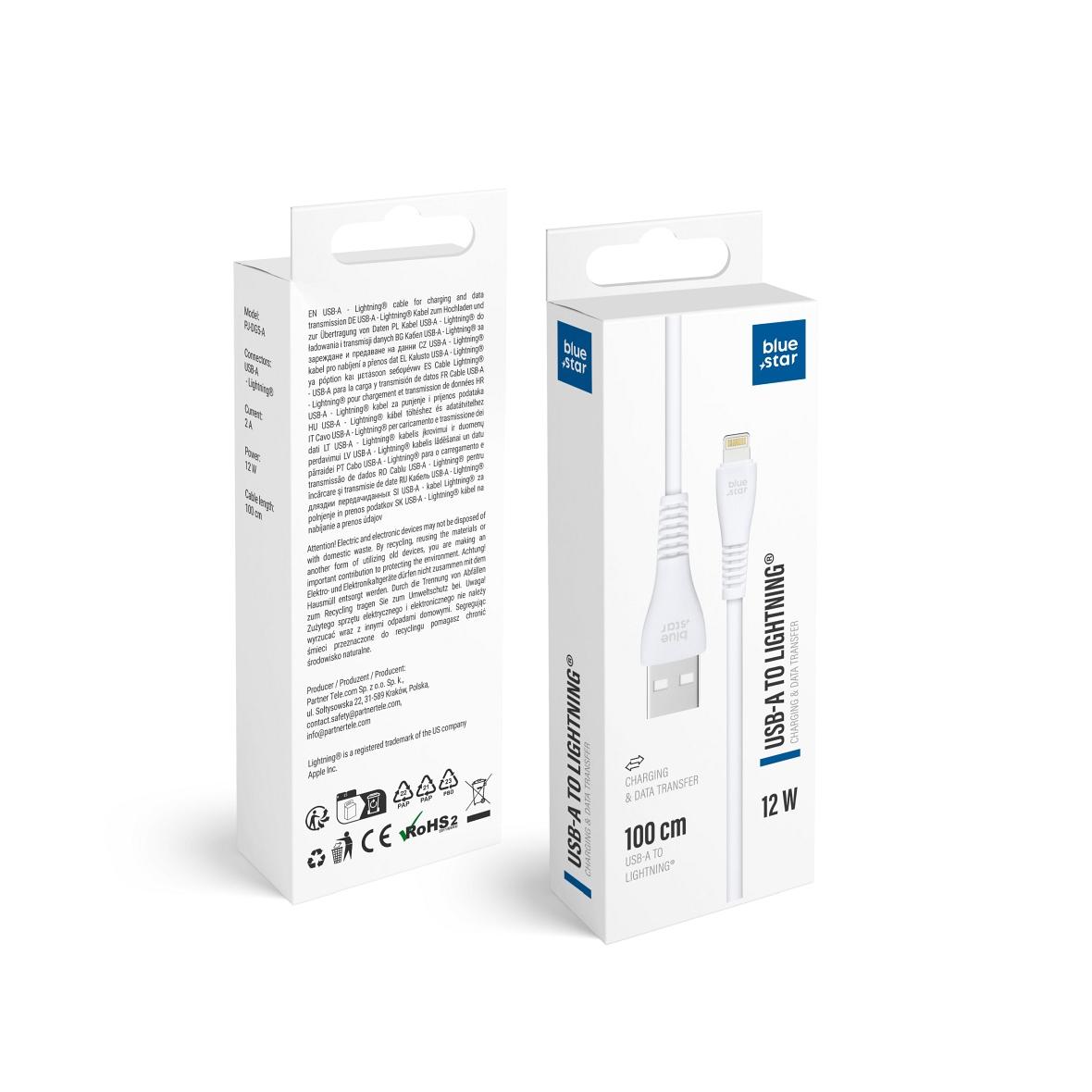 Kabel USB A do Lightning Blue Star 2A 12W 1 m PJ-DG5-A biały