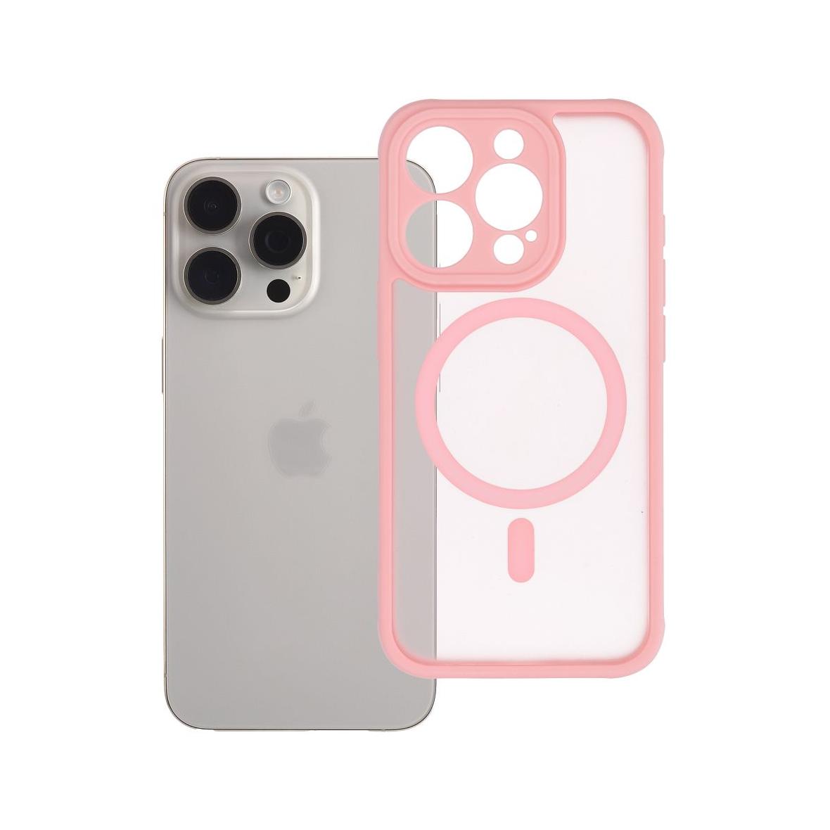 Futerał do iPhone 15 PRO Full Matte Mag Cover zgodny z MagSafe jasnoróżowy