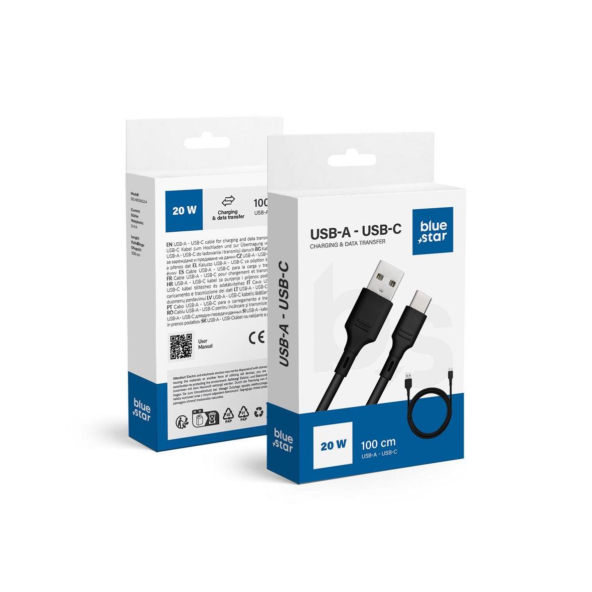 Kabel USB A do USB C Blue Star 3A 1 m DC-001AC3.0 czarny