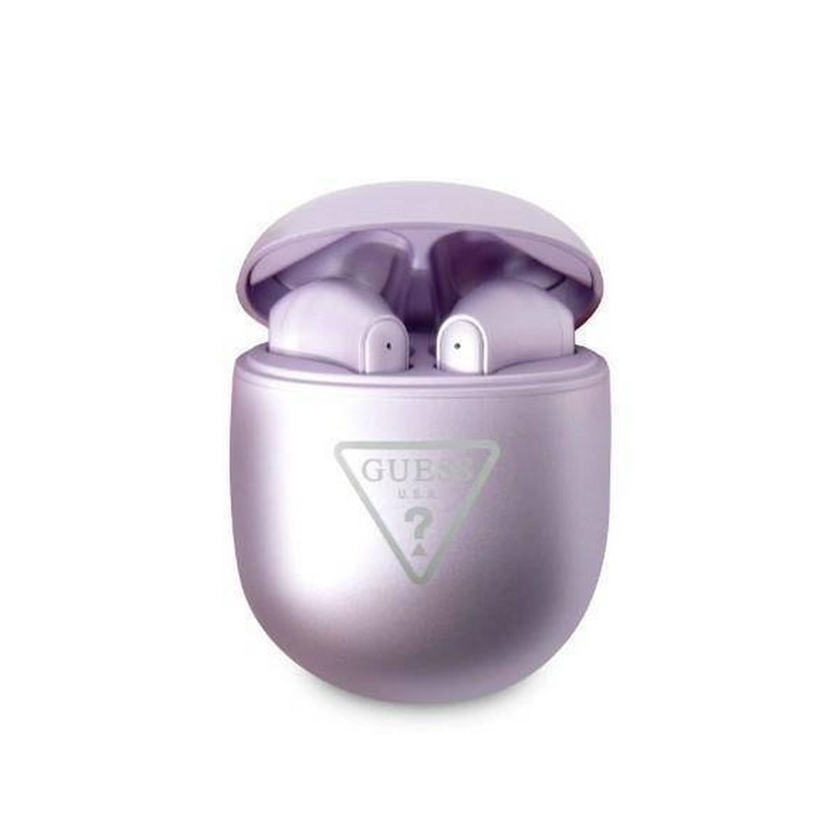 GUESS słuchawki bezprzewodowe bluetooth TWS + stacja dokująca GUTWST82TRU (Triangle Logo) fioletowe