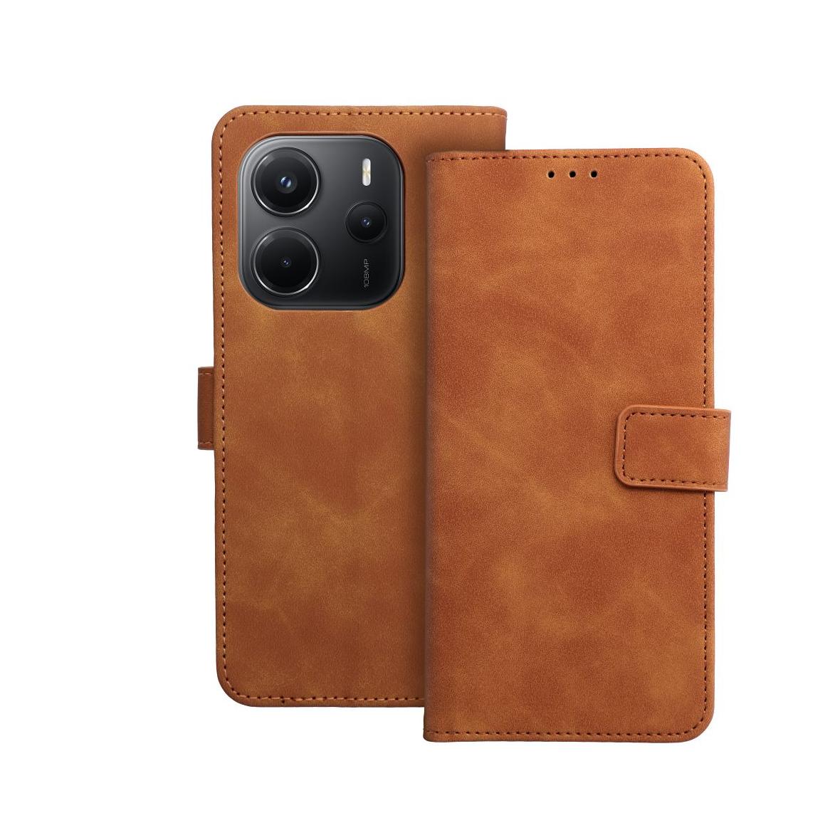 Etui z klapką na Xiaomi Redmi NOTE 14 4G (GLOBAL - 164,84mm x 78,15mm x 8,16mm) Tender Book brązowe