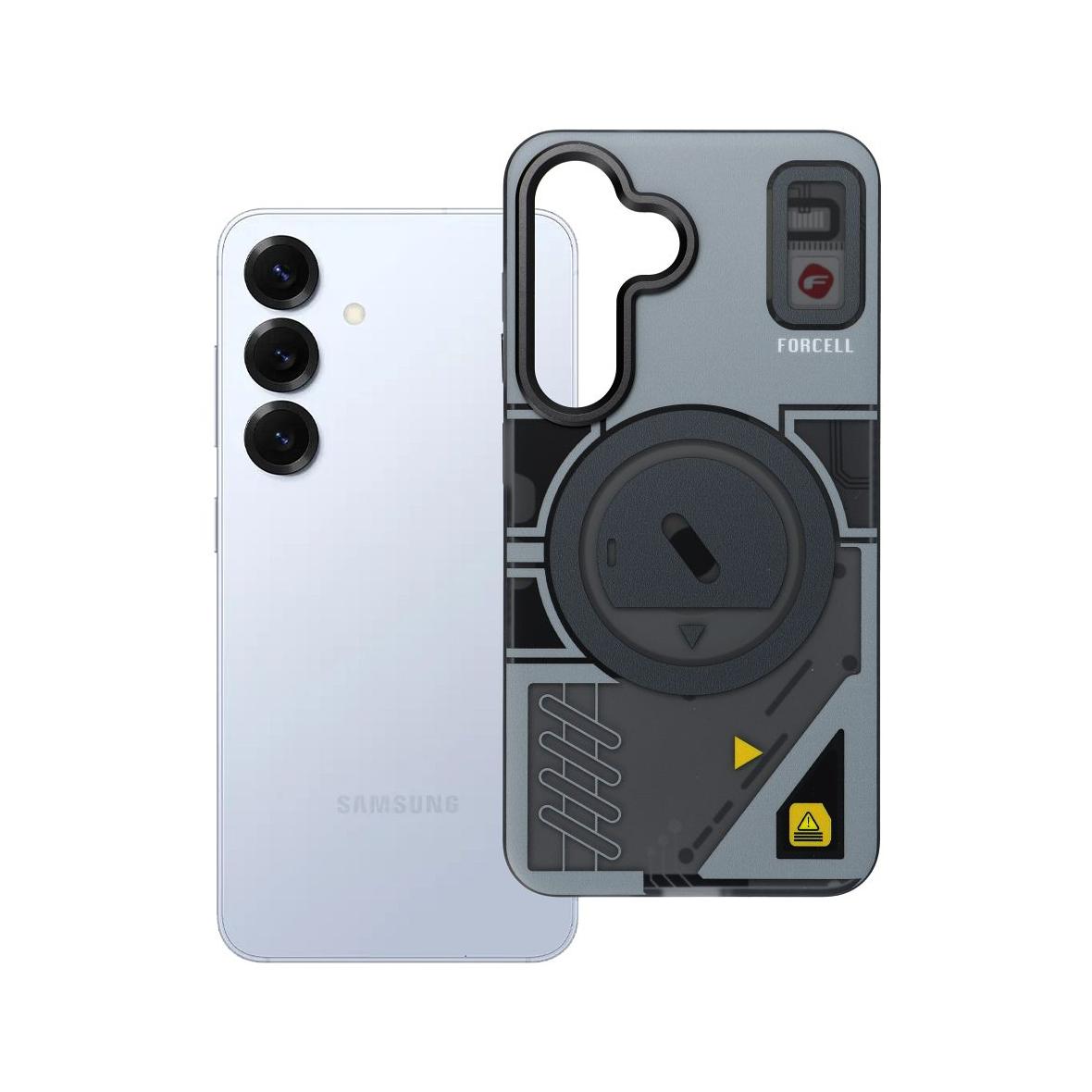 Etui na Samsung S25 Forcell F-Protect Levels Dual Layer 4D technology zgodny z MagSafe Military Drop-Test cyber grey