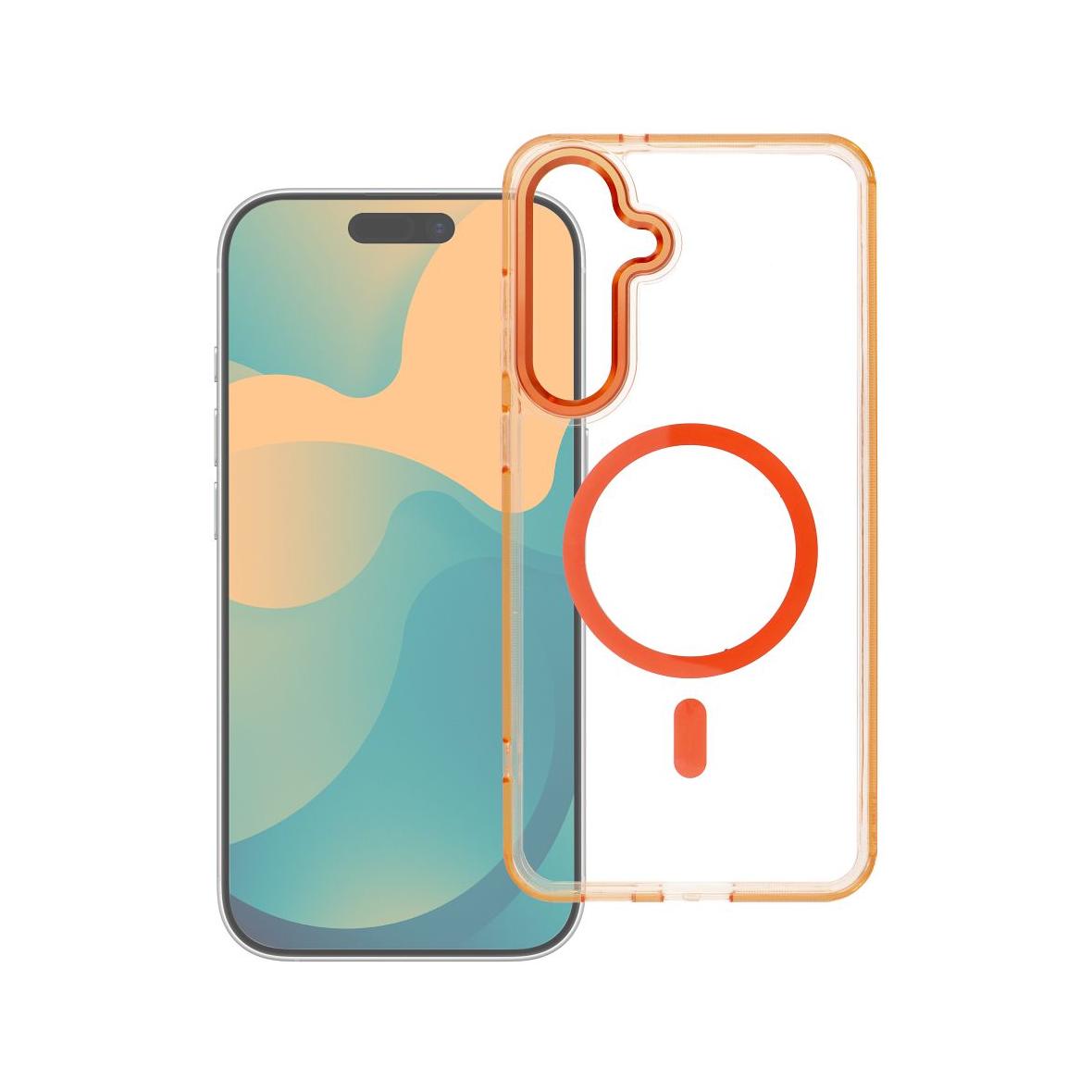 Futerał do Xiaomi Redmi 15C (173,16 x 81,07 x 8,2) Frame Clear Hybrid Mag Cover zgodny z MagSafe pomarańczowy