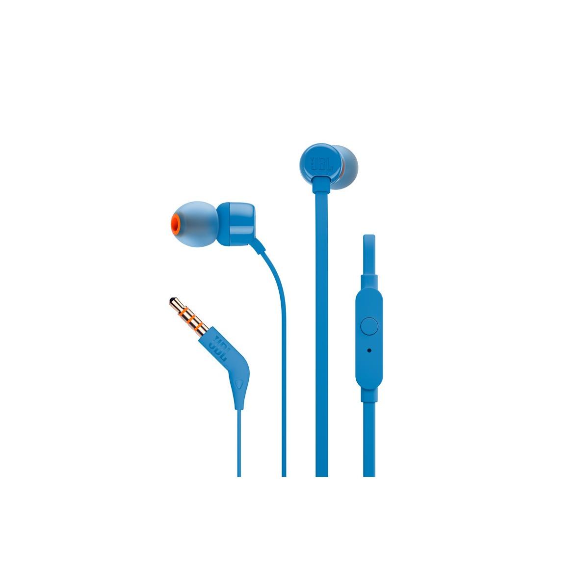 Słuchawki przewodowe douszne Jack 3,5 mm JBL T110 niebieskie