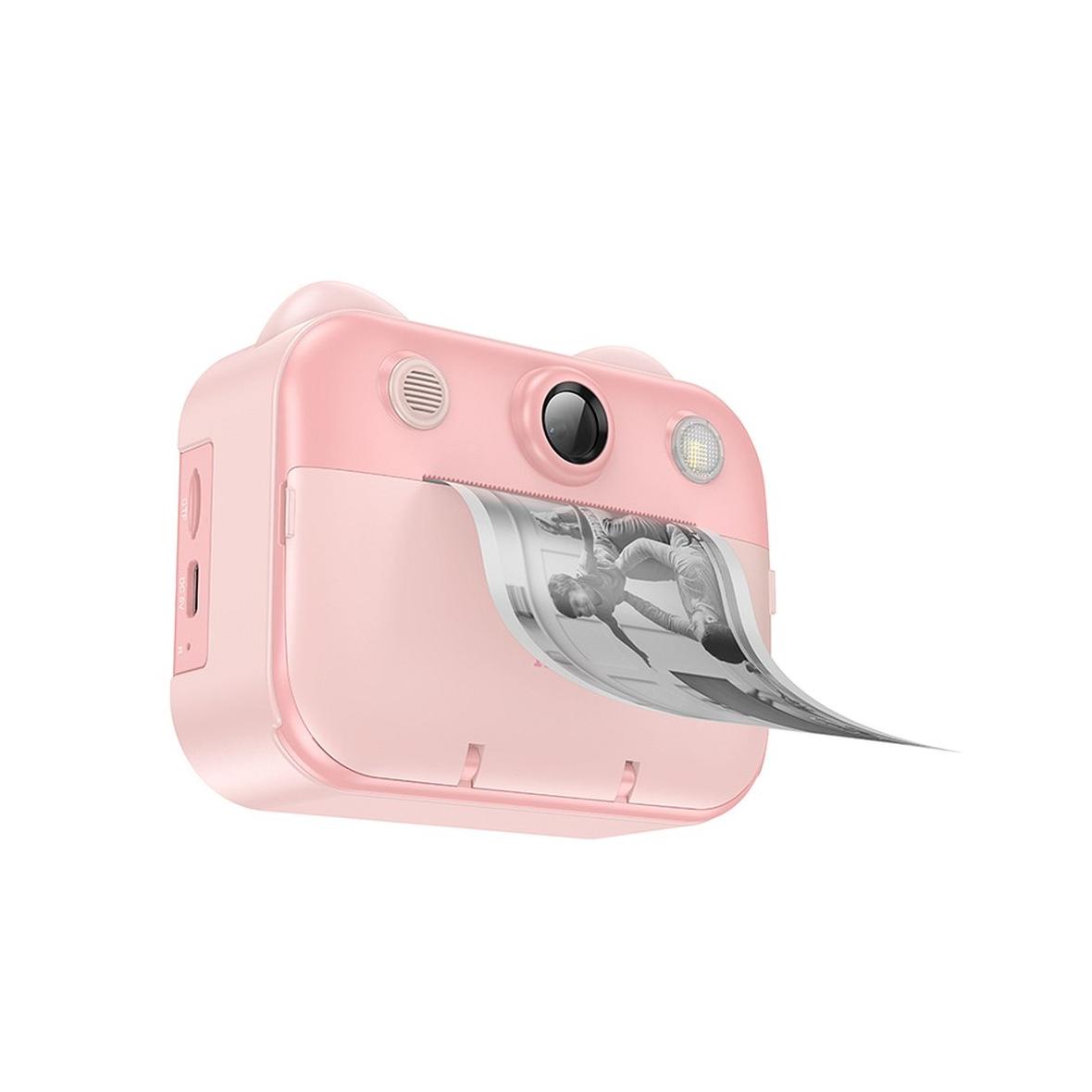 Aparat cyfrowy dla dzieci z drukarką i funkcją selfie Hoco 2,4" DV204 różowy