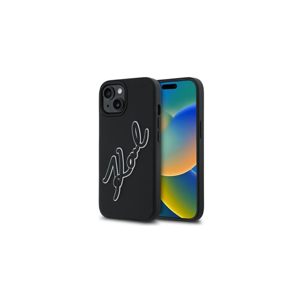 KARL LAGERFELD futerał do IPHONE 15 KLHCP15S3DRKSDLK (3D Rubber Signature) black