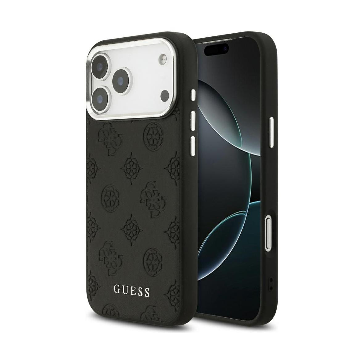 GUESS futerał do IPHONE 17 Pro Max kompatybilny z MagSafe GUHMP17XPSPOSSSK (PU W/ Peony Hot Stamp Script) czarny