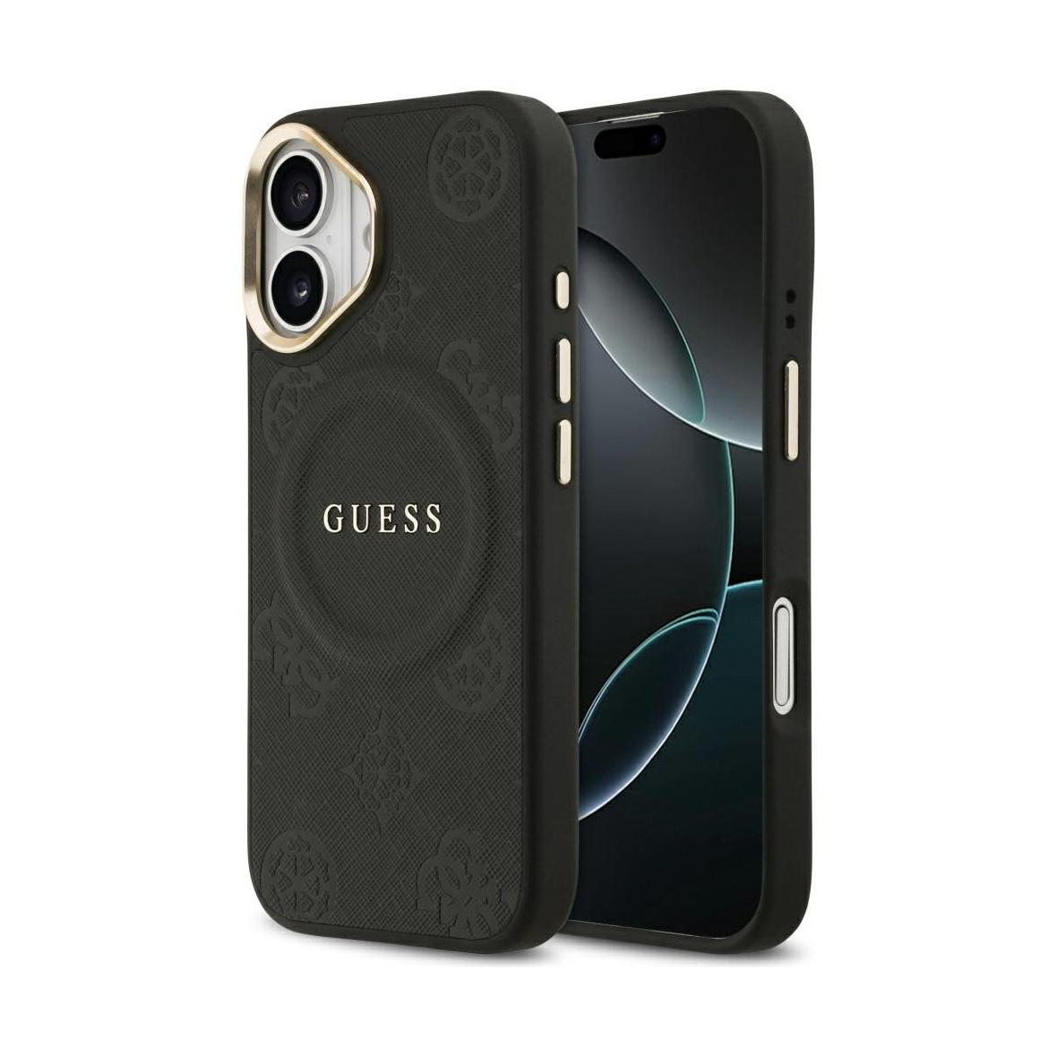 GUESS futerał do IPHONE 17 kompatybilny z MagSafe GUHMP17SPSAMSECK (PU W/ Peony Hot Stamp) czarny