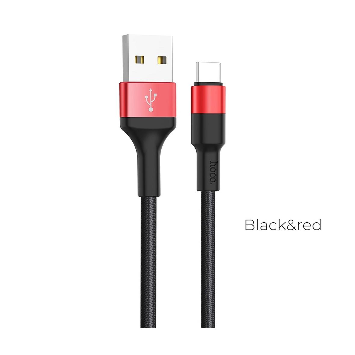 Kabel USB A do USB C Hoco 2A 1 m X26 czarno czerwony