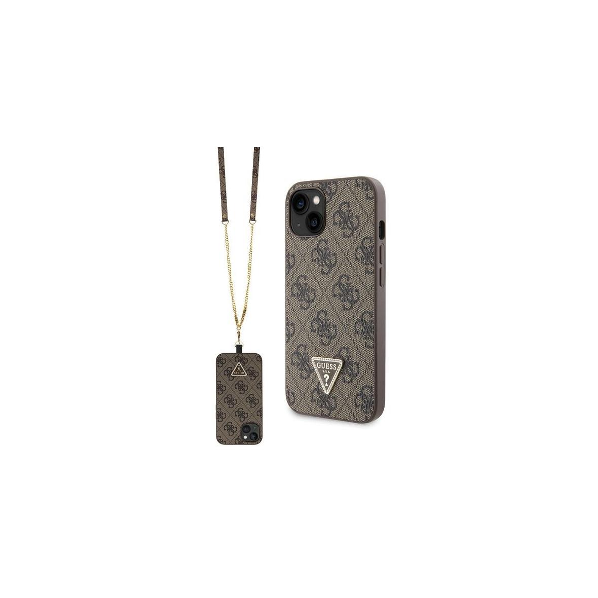 GUESS futerał do IPHONE 13 / 14 / 15 GUHCP14SP4TDSCPW (Crossbody 4G Metal Logo) brązowy