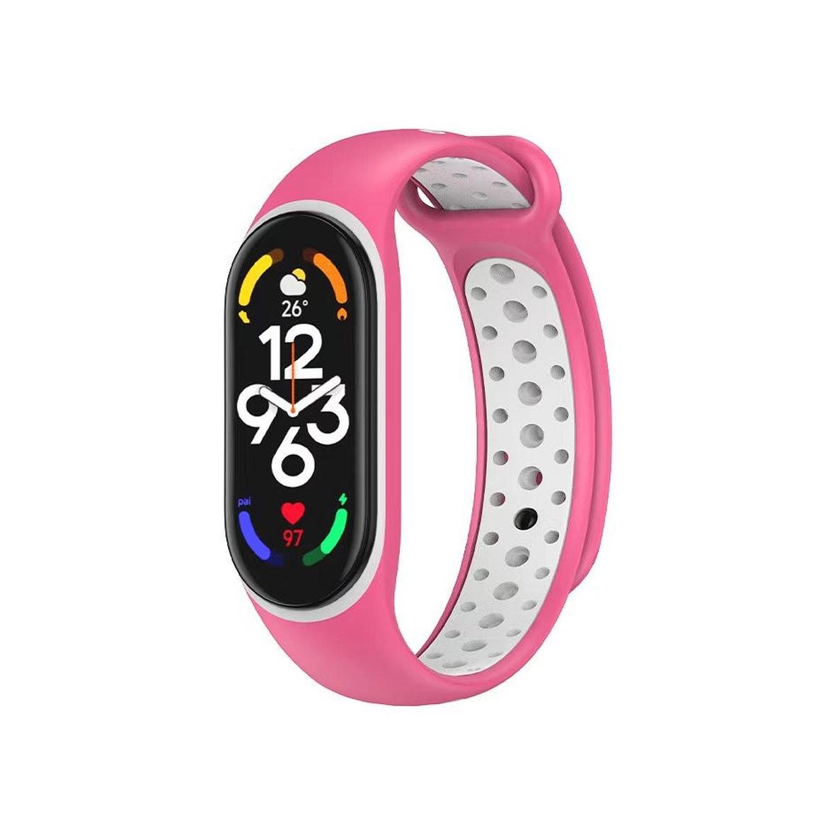 Pasek silikonowy do XIAOMI Mi Band 5 / 6 / 7 różowy (07)