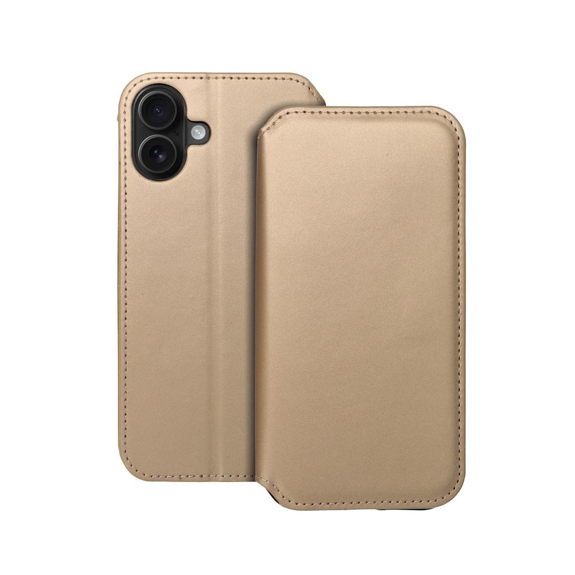 Etui z klapką na iPhone 16 PLUS Dual Pocket Book złote