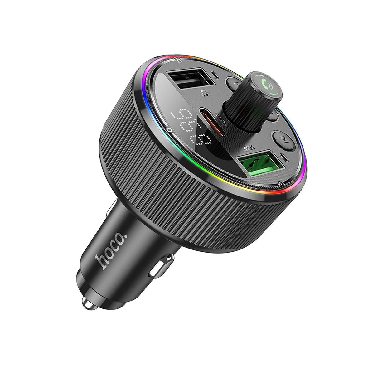 Transmiter samochodowy bluetooth Hoco 2 x USB A + USB C QC3.0 PD 30W E82 czarny