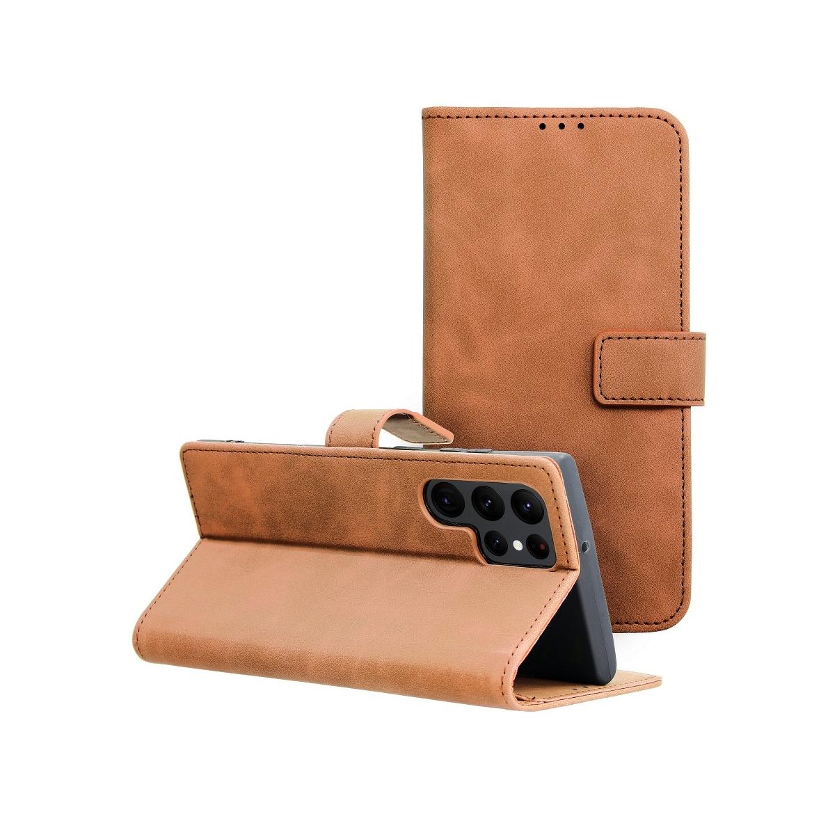 Etui z klapką na Samsung S22 ULTRA Tender Book brązowe
