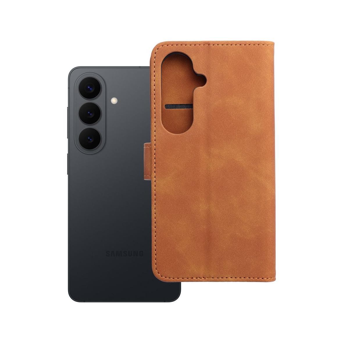 Etui z klapką na Samsung S26 Tender Book brązowe