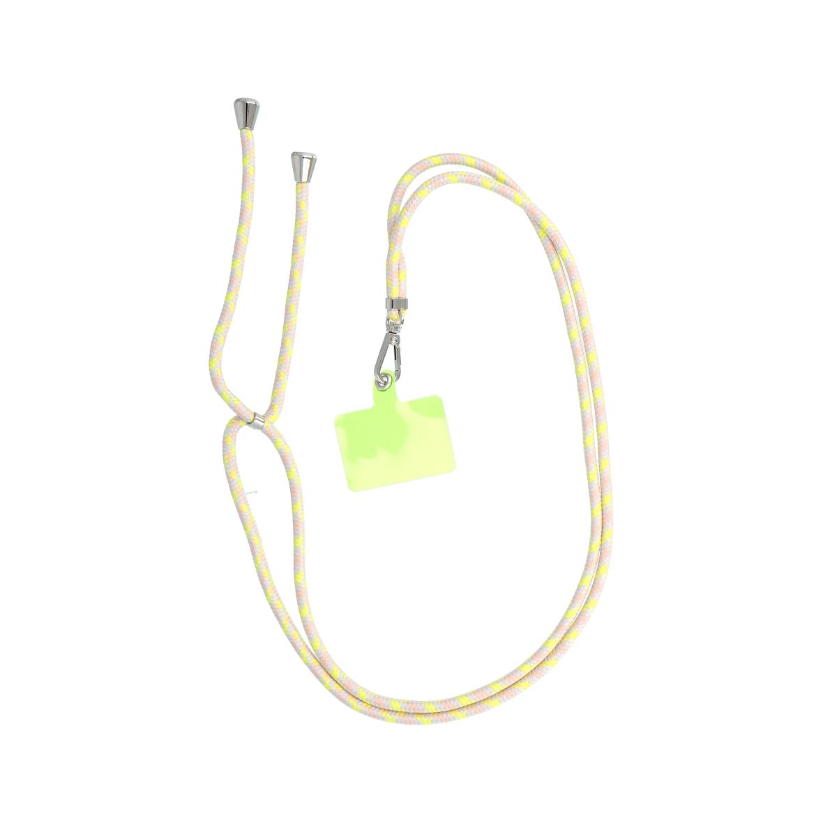 Smycz do telefonu, Zawieszka do telefonu - SWING (6mm) z regulacją długości / długość sznura 165cm (max 82,5cm w pętli) / na ramię lub szyję - szarożółty