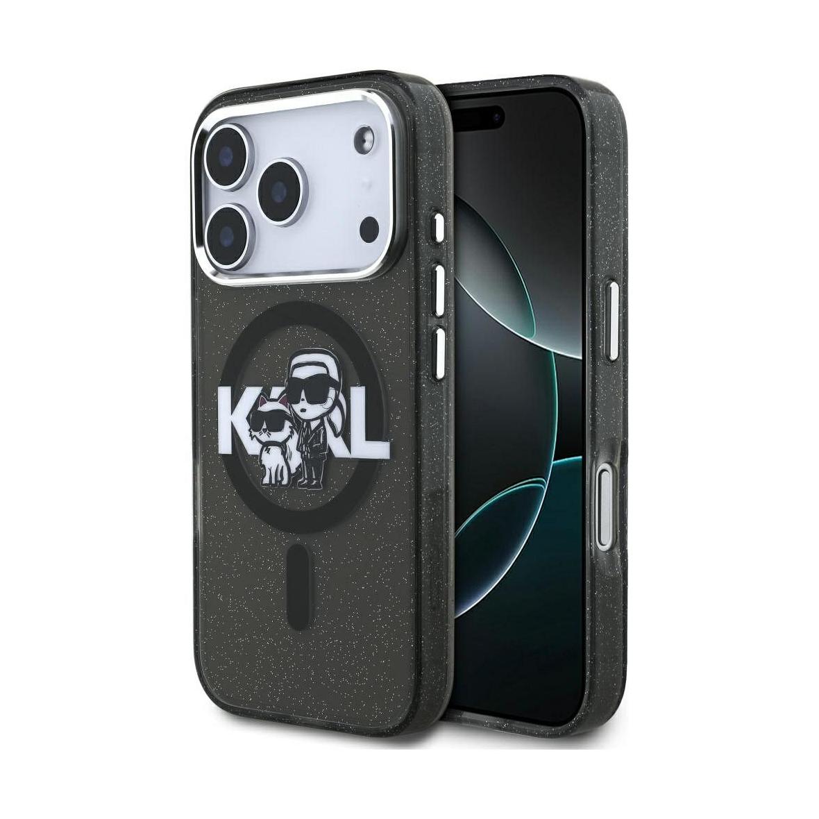 KARL LAGERFELD futerał do IPHONE 17 Pro kompatybilny z MagSafe KLHMP17LHGKCGKBK (IML Glitter k&C Sketch Logo) czarny