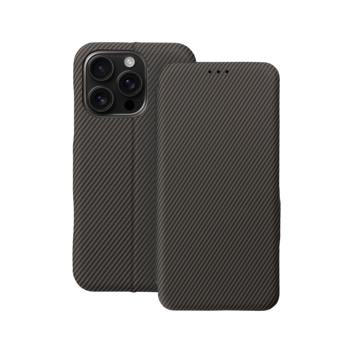 Etui z klapką na iPhone 16 PRO Folio Side Magnet brązowe