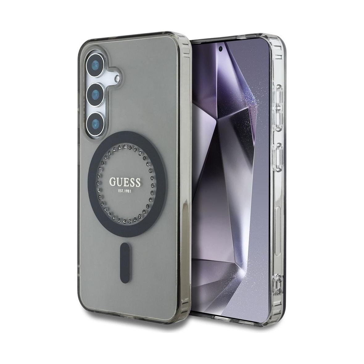 GUESS futerał do SAMSUNG S25 GUHMS25SPFTDTEK (Magnetic IML Rhinestones) czarny